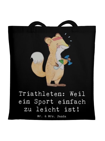 Mr. & Mrs. Panda Tote Bag Triathlon Helden mit Spruch in Schwarz