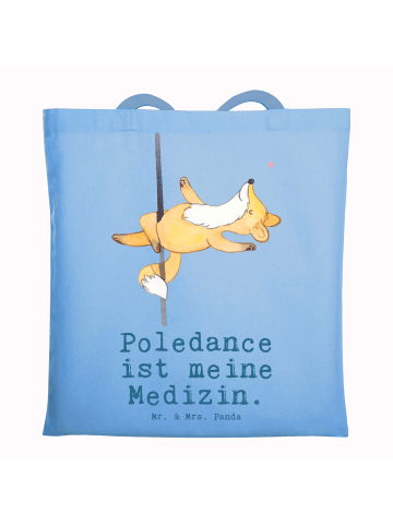 Mr. & Mrs. Panda Shopping Tasche Fuchs PoledanZeichen mit Spruch in Sky Blue