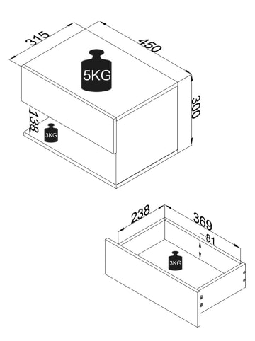 ebuy24 Nachttisch UsalS 6 Weiß 45 x 32 cm