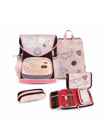 Belmil 5tlg-Set: Premium Schulranzen Compact Plus Glam in Rosa H37xL30.5xT19 cm