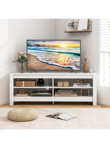 COSTWAY Eck-TV-Schrank mit Ladestation 140cm in Weiß