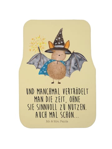 Mr. & Mrs. Panda Fußmatte Auto Fledermaus Zauberer mit Spruch in Gelb Pastell