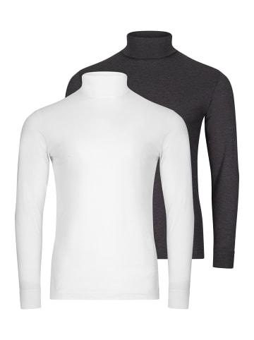 Ragman Rollkragenshirt Basic in Weiß / dunkelgrau