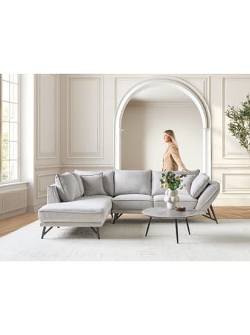 Beliani Ecksofa ELGA in Grau/Schwarz - (W) 265 x (H) 80 x (L) 220 cm rechtsseitig