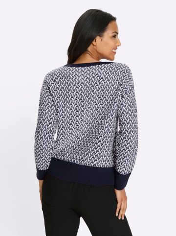 Sieh an! Pullover in marine-weiß-gemustert