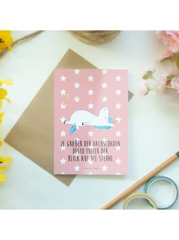 Mr. & Mrs. Panda Grußkarte Einhorn Sternenhimmel mit Spruch in Rot Pastell