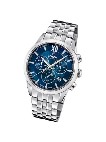 Festina Chronograph-Armbanduhr Festina Swiss Made silber groß (ca. 41mm)