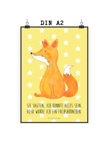 Mr. & Mrs. Panda Bild Einhorn Wunsch mit Spruch in Gelb Pastell