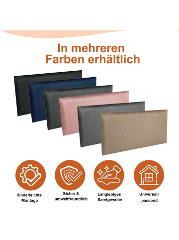 Yalion 2er-Set Wandkissen Leinen 30x60cm 3D Gepolsterte Wandpaneele in Marineblau
