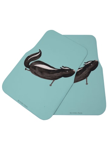 Mr. & Mrs. Panda Auto Fußmatte Stinktier Yoga ohne Spruch in Türkis Pastell