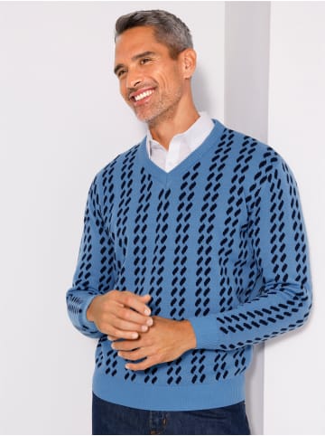 Sieh an! V-Ausschnitt-Pullover in mittelblau-marine