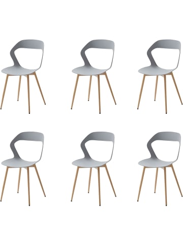 COFI 1453 6er-Set Esszimmerstühle oder Bürostuhl mit Metallbeinen in Grau