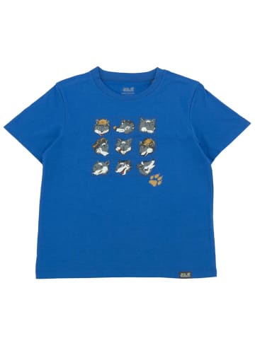 Jack Wolfskin Shirt Many Wolve Tee Baumwolle in Blau