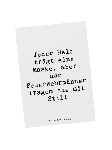 Mr. & Mrs. Panda Postkarte Spruch Stilvolle Feuerwehrmann mit Sp... in Weiß