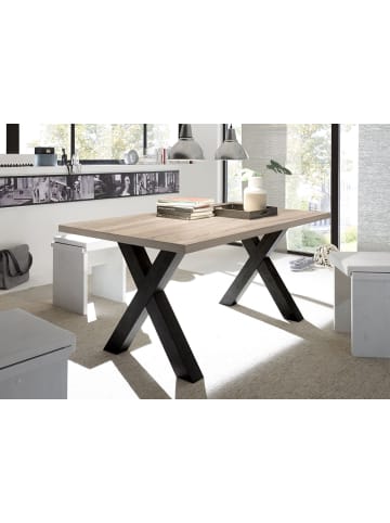 58 aufm Kessel ESSZIMMERTISCH Eike 8 200 x 100 x 75 Esstisch Schwarzstahl/Eiche Sägerau