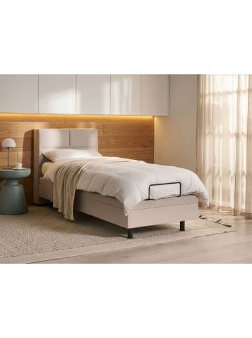 Beliani Einzelbett VICEROY in Beige/Schwarz - (W) 90 x (H) 120 x (L) 216 cm