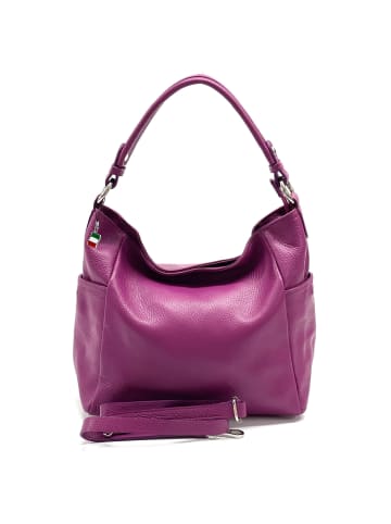Florence Florence Schultertasche Leder fuchsia, pink ca. 37cm