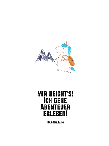 Mr. & Mrs. Panda Wasserflasche Einhorn Bergsteiger mit Spruch in Weiß