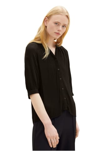 TOM TAILOR Denim Bluse STRUCTURED in Schwarz