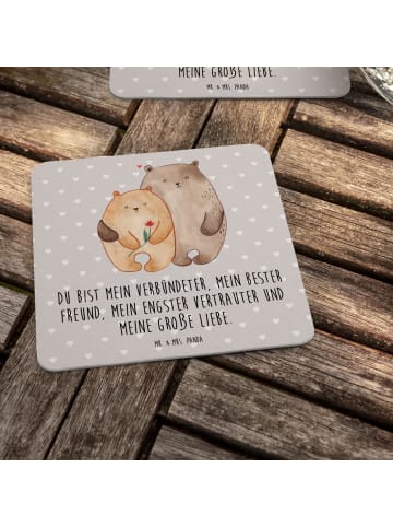 Mr. & Mrs. Panda Bierfilzl Bären Liebe mit Spruch in Grau Pastell