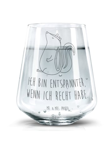 Mr. & Mrs. Panda Wasserglas Stinktier Sitzen mit Spruch in Transparent