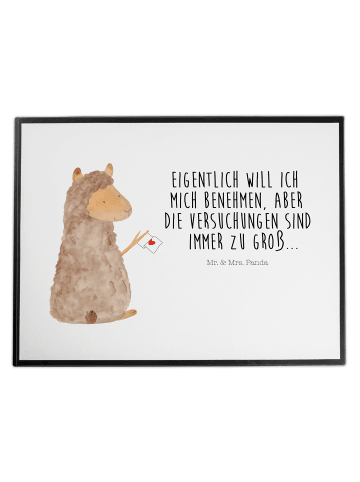 Mr. & Mrs. Panda Schreibunterlage Alpaka Fahne mit Spruch in Weiß