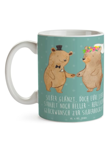 Mr. & Mrs. Panda cappuccinotasse 25. Hochzeitstag Silberne Hochz... in Meeresbrise