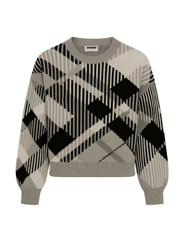 Noisy may Stylischer Oversize Karierter Pullover mit Rundhals Ausschnitt in Grau