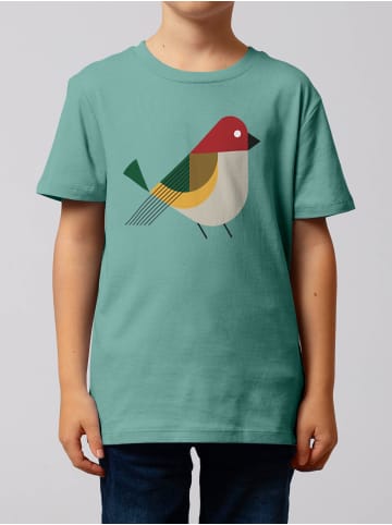 wat? Apparel T-Shirt Vogel in Teal Monstera