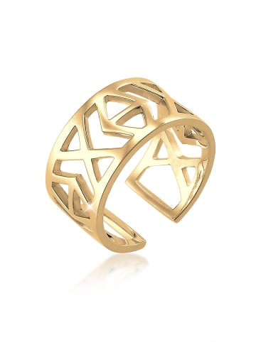 Elli Ring 925 Sterling Silber Geo, Zahlen in Gold