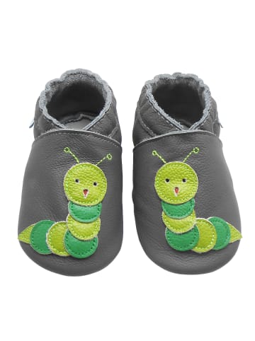 Yalion Baby Leder-Krabbelschuhe "Raupe" in Grau