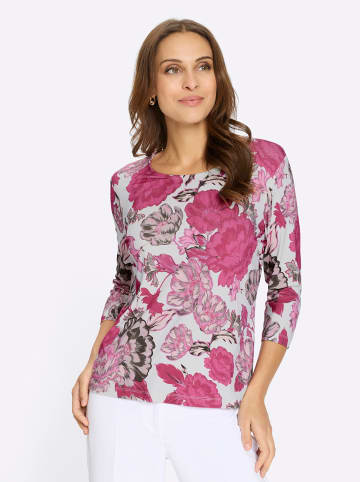 WITT WEIDEN Rundhals-Shirt in ecru-fuchsia-bedruckt