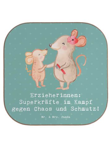 Mr. & Mrs. Panda Untersetzer Superheldin Erzieherin mit Spruch in Meeresbrise