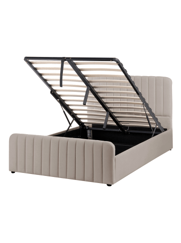 Beliani 2-tlg Doppelbett LUNAN in Beige/Schwarz