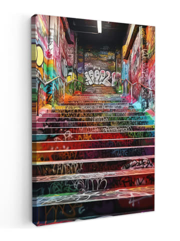 OnlyWow Leinwand Bilder Bunte Treppe