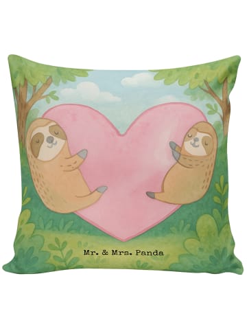 Mr. & Mrs. Panda Kuschelkissen Faultiere Herz Design ohne Spruch in Weiß