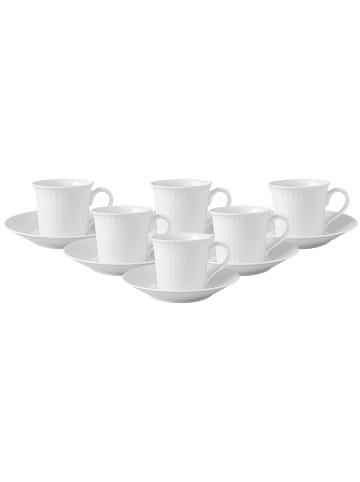 Villeroy & Boch 6er Set Kaffeetassen mit Untertassen Cellini 200 ml in weiß