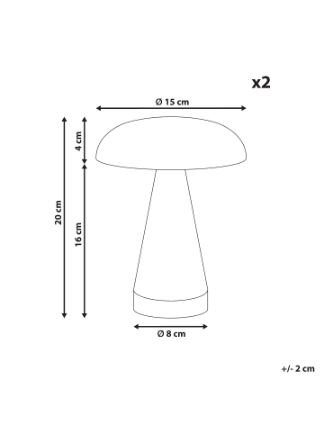 Beliani 2er-Set Tischlampe für den Außenbereich KULFO in Silber