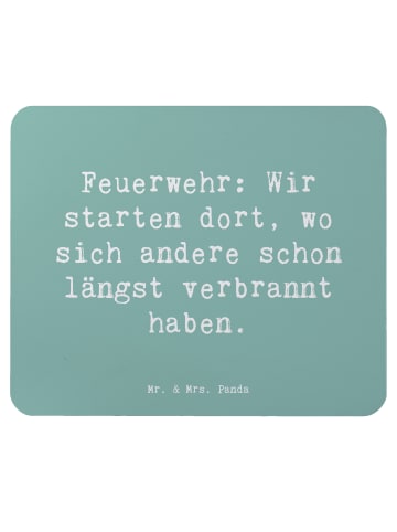 Mr. & Mrs. Panda Mauspad Spruch Feuerwehrmann Helden mit Spruch in Meeresbrise
