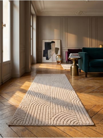 KADIMA DESIGN Flachgewebe-Teppich Hoch-Tief Bögen 3D Relief Pflegeleicht in Beige