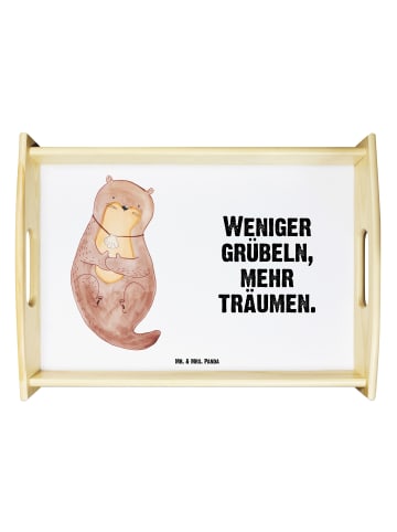 Mr. & Mrs. Panda Holz Servierbrett Otter Muschel mit Spruch in Weiß