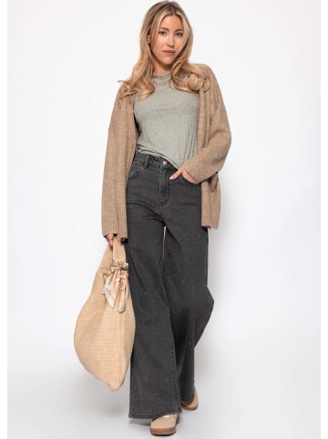 SASSYCLASSY Langarmshirt in Rippstruktur in Grau