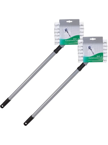 Novaliv Novaliv 2X Fliesenreiniger Bad Wand mit Teleskopstiel inkl. Mikrofaser in Silber