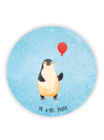 Mr. & Mrs. Panda Rund Magnet Pinguin Luftballon ohne Spruch in Eisblau