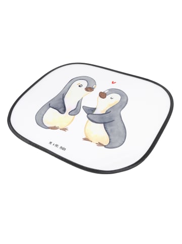 Mr. & Mrs. Panda Sonnenschutz Auto Pinguine trösten ohne Spruch in Weiß