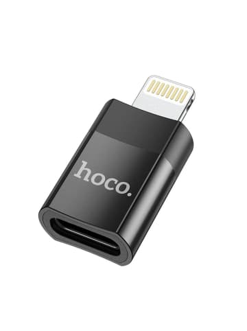 HOCO Adapter USB-C Stecker (weiblich) kompatibel mit iPhone 8-pin in in Schwarz