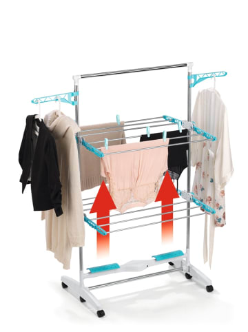 EASYmaxx Wäscheständer elektrisch 17W weiß/türkis mit Trocknerfunktion Weiß