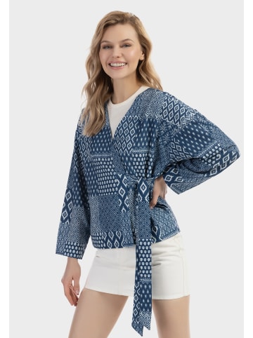 DreiMaster Vintage Damen Wickeljacke in Dunkelmariner Druck