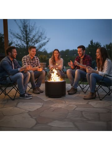relaxdays Feuerschale "rauchfrei" in Schwarz - (H)35 x Ø 49,5 cm