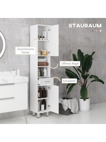 Kleankin Badezimmerschrank-30L x 30B x 180H cm-Weiß